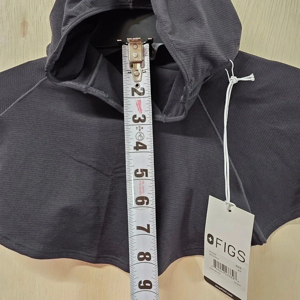 FIGS Black Performance Hijab Technical Activewear Hood W21AC3016 XS/S NWT